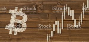 Cryptocurrency concept (Bitcoin chart on the plank)5