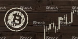 Cryptocurrency concept (Bitcoin chart on the plank)6
